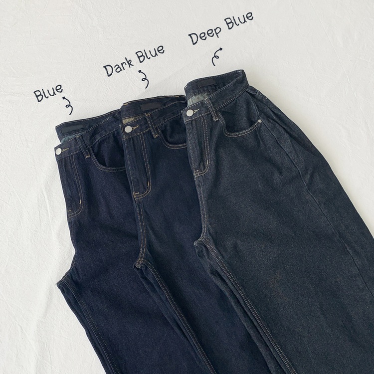 버킷 기장선택 사이드핀턱 생지 데님 와이드 팬츠