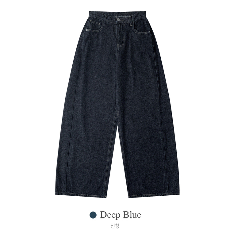 버킷 기장선택 사이드핀턱 생지 데님 와이드 팬츠
