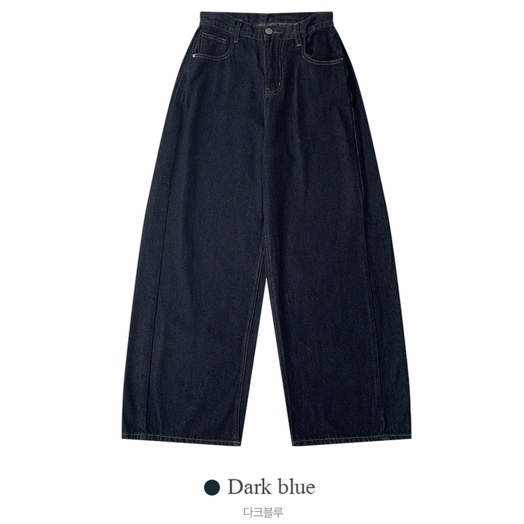버킷 기장선택 사이드핀턱 생지 데님 와이드 팬츠