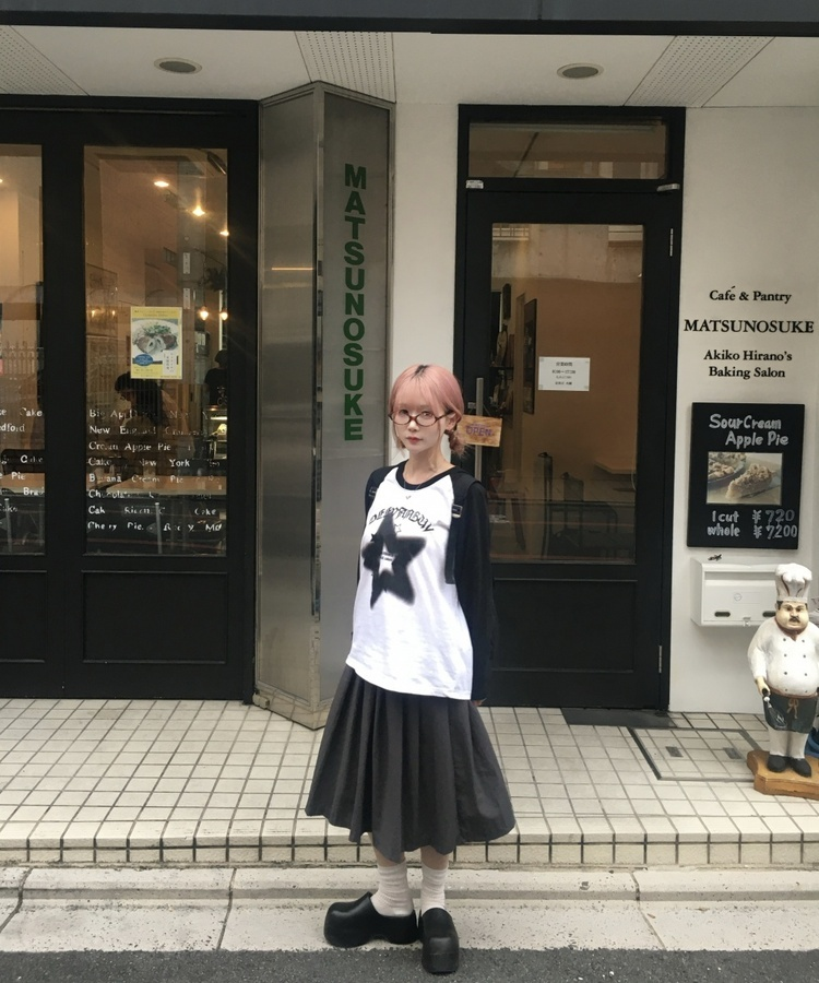 【SET】フリルミディスカート+ウエストポーチ CHARCOAL