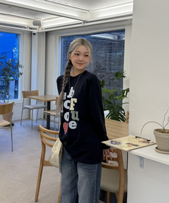 オーバーフィット長袖Tシャツ NAVY