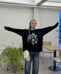 オーバーフィット長袖Tシャツ NAVY