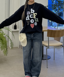 オーバーフィット長袖Tシャツ NAVY