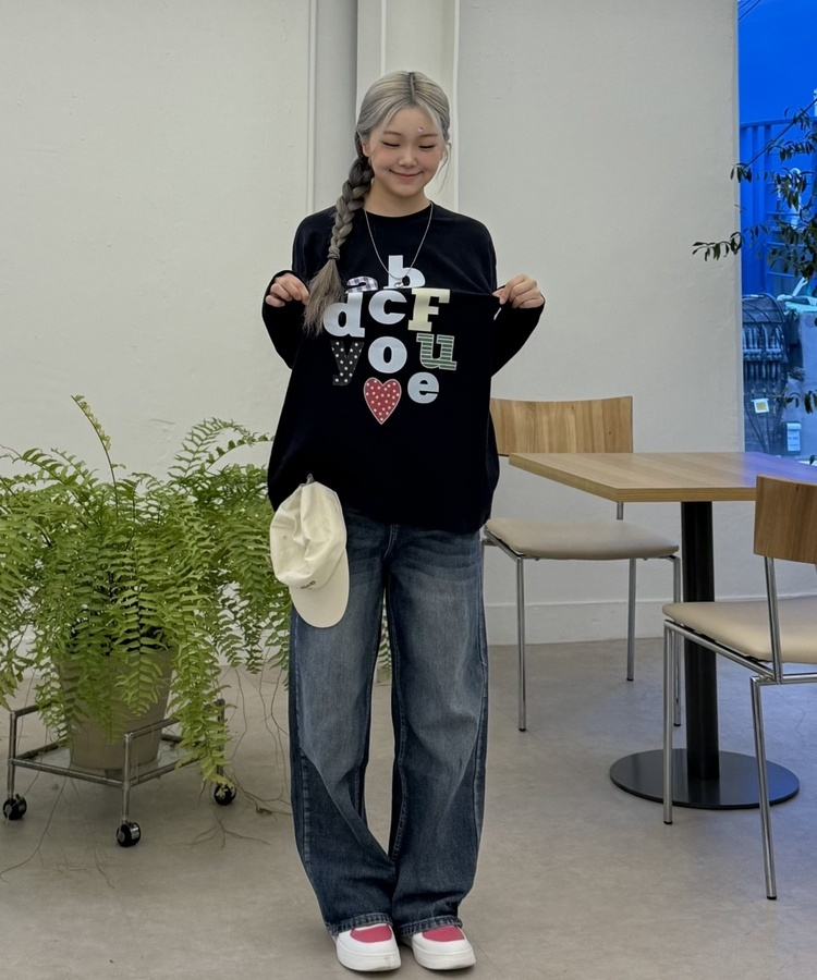 オーバーフィット長袖Tシャツ NAVY