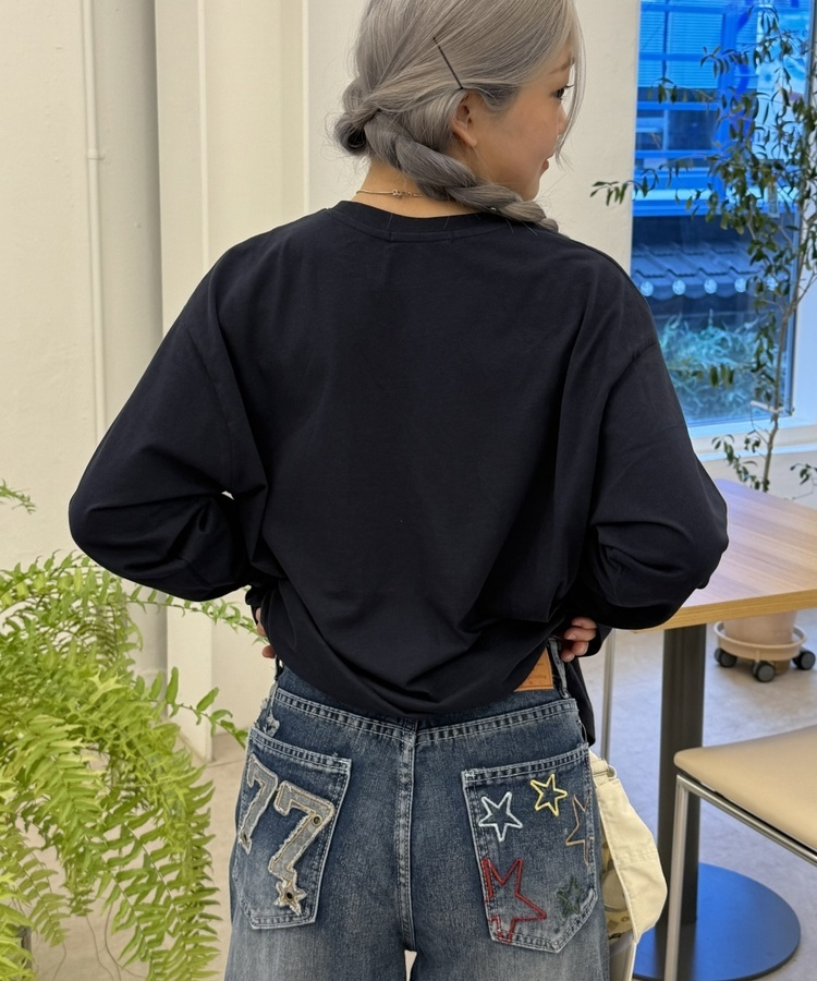 オーバーフィット長袖Tシャツ NAVY