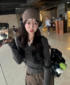 러빈 레이스 티셔츠 먹색