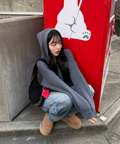 ケーブルニットフードカーディガン GRAY