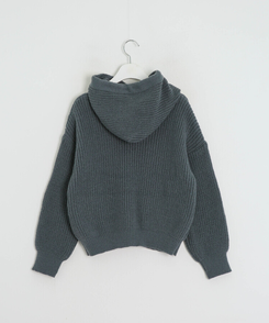 ケーブルニットフードカーディガン