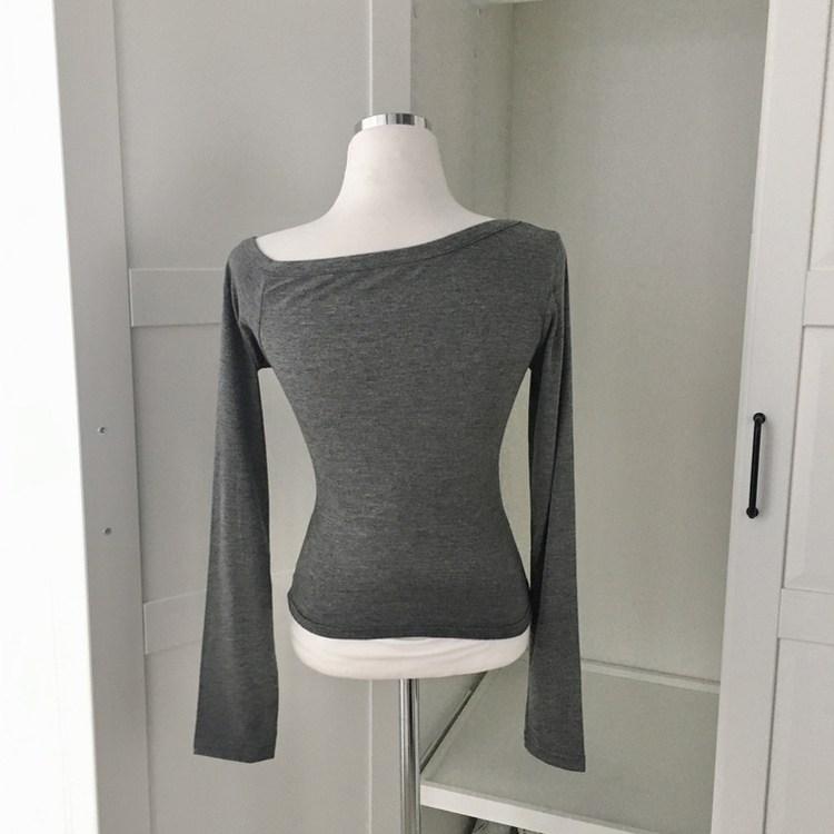 アンバランスオフアイレット長袖Tシャツ