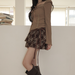 レースリボンパフ長袖Tシャツ CHESTNUT BROWN