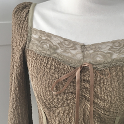 レースリボンパフ長袖Tシャツ