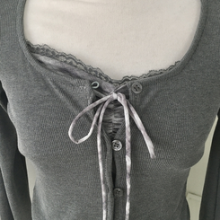 폴링 체크 끈나시 가디건 세트 가을 Y2K 빈티지 레이어드 상의