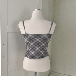 폴링 체크 끈나시 가디건 세트 가을 Y2K 빈티지 레이어드 상의