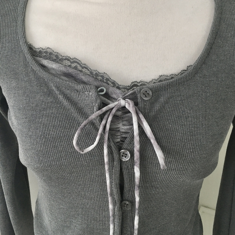 폴링 체크 끈나시 가디건 세트 가을 Y2K 빈티지 레이어드 상의