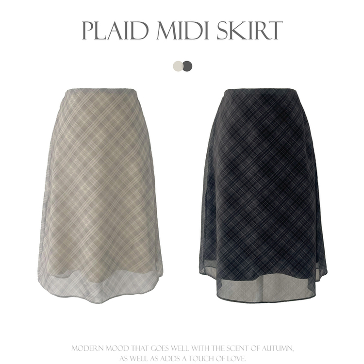 チェックバンディングミディスカート