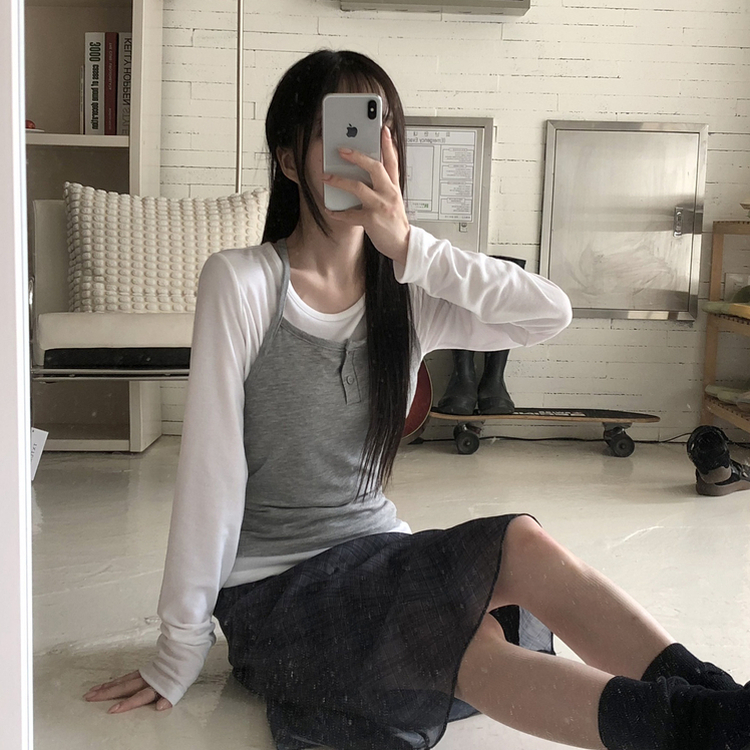 チェックバンディングミディスカート BLACK