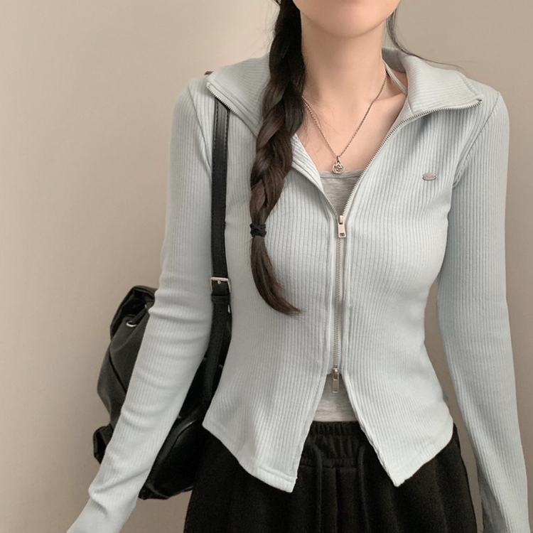 리즈 골지 긴팔 카라 집업 투웨이 긴팔티 상의 아우터 가디건 가을 가을옷 봄 봄옷 롱슬리브 홀터넥 소라