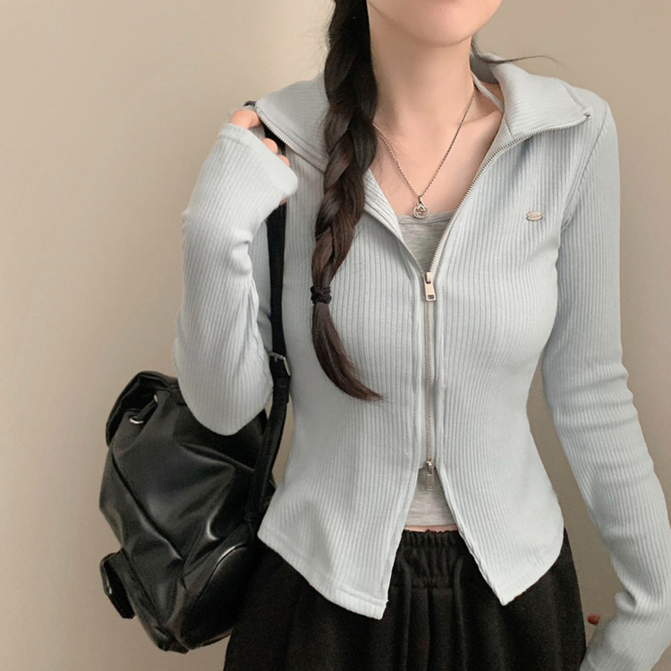 리즈 골지 긴팔 카라 집업 투웨이 긴팔티 상의 아우터 가디건 가을 가을옷 봄 봄옷 롱슬리브 홀터넥 소라