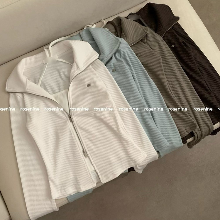 리즈 골지 긴팔 카라 집업 투웨이 긴팔티 상의 아우터 가디건 가을 가을옷 봄 봄옷 롱슬리브 홀터넥