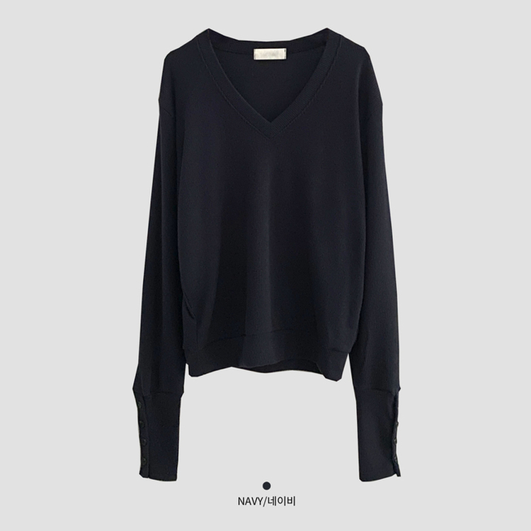 リブ袖Vネックニット