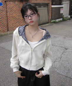 チェックフードジップアップ(5color) CREAM