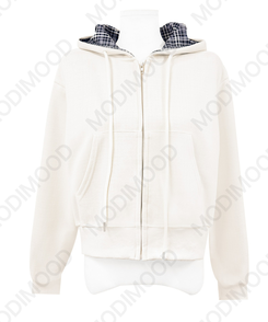 チェックフードジップアップ(5color)