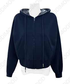 チェックフードジップアップ(5color)