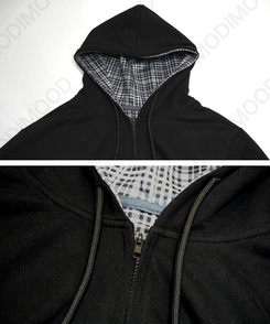 チェックフードジップアップ(5color)