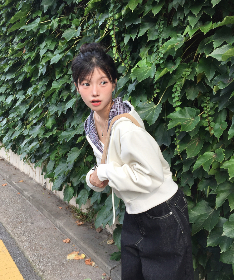 チェックフードジップアップ(5color) CREAM