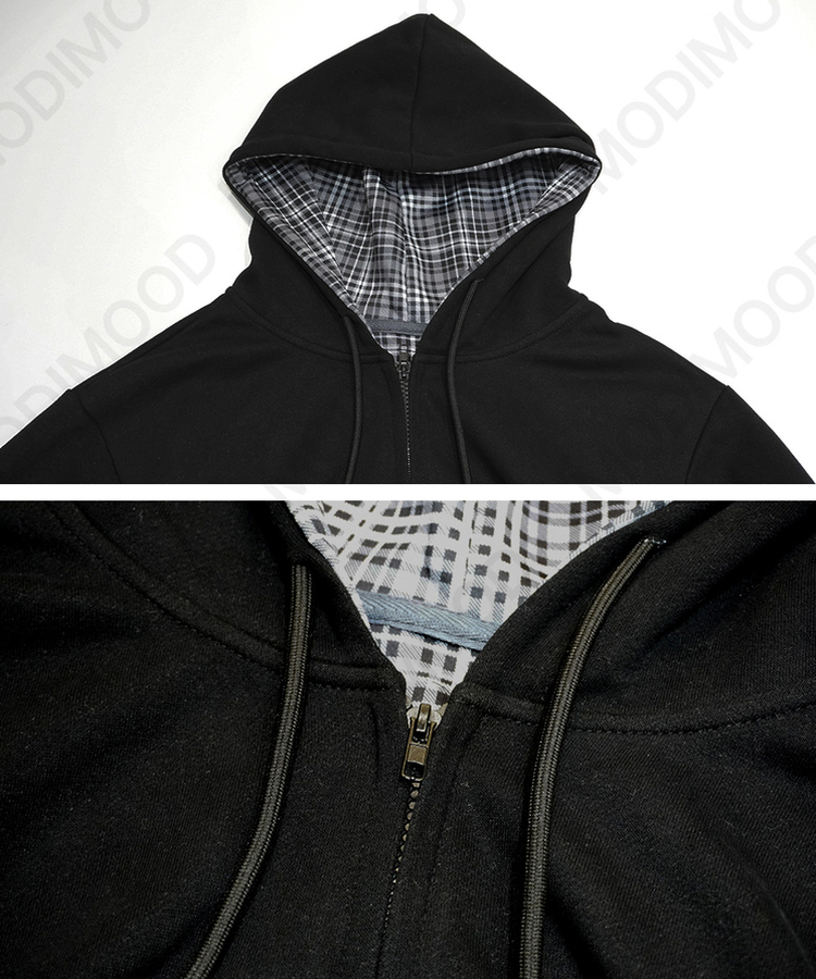 チェックフードジップアップ(5color)