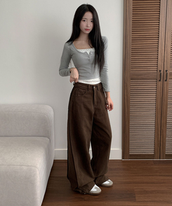 듀레 잔꽃패턴 캡내장 레이어드 일체형 긴팔티셔츠 그레이