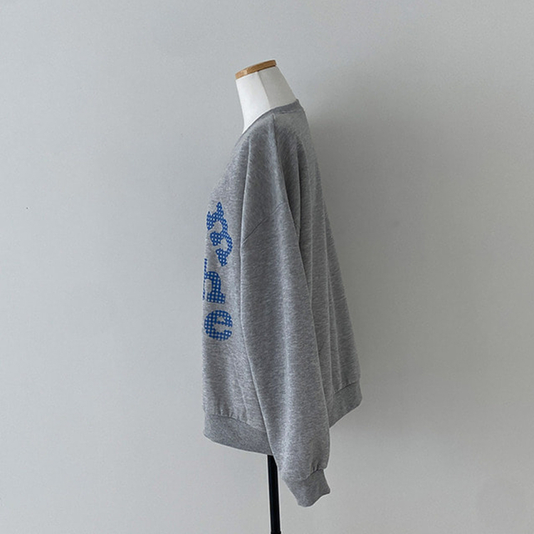 틴에이져 하트 체크패턴 레터링 루즈핏 맨투맨