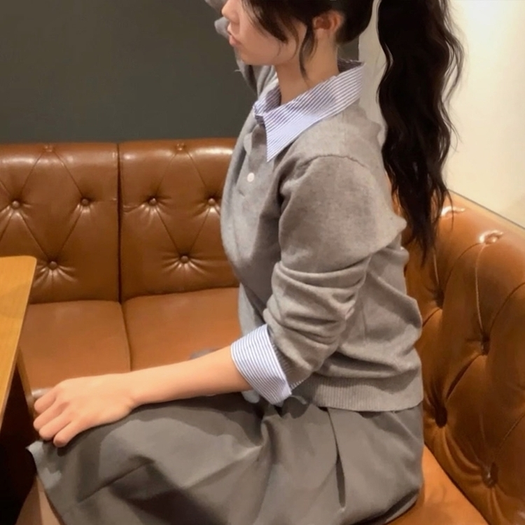 ストライプシャツニット｜ニット｜韓国ファッション通販 SONA