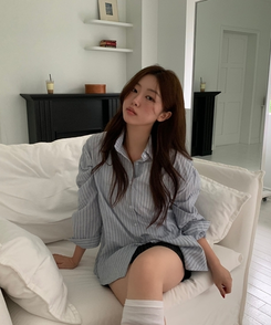 ストライプルーズフィットシャツ SORA