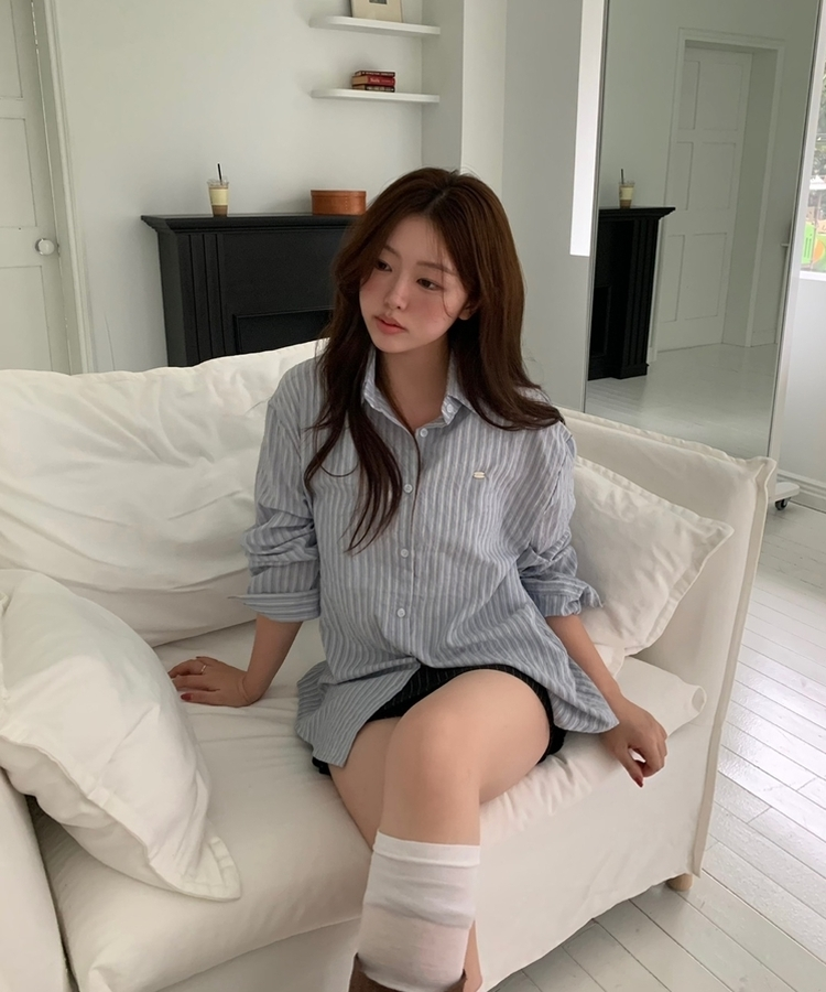 ストライプルーズフィットシャツ SORA