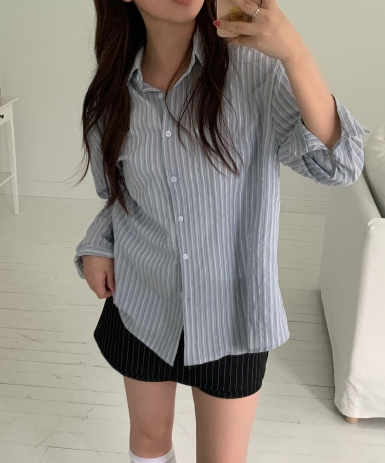 ストライプルーズフィットシャツ SORA