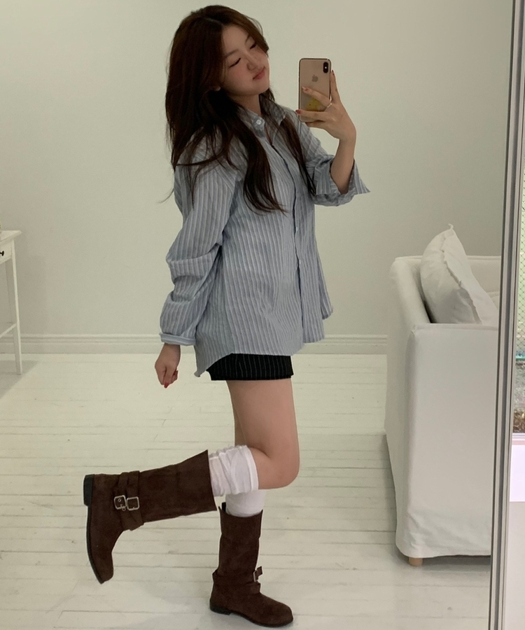 ストライプルーズフィットシャツ SORA