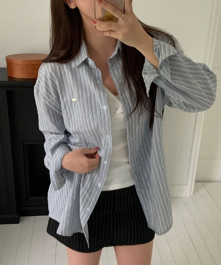 ストライプルーズフィットシャツ SORA