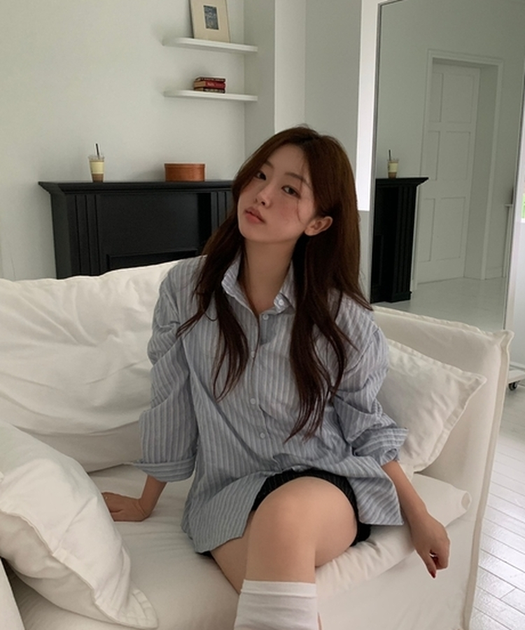 ストライプルーズフィットシャツ SORA