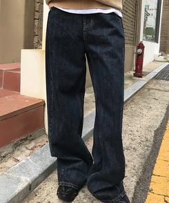 【丈別】ベーシックワイドデニムパンツ DARK DENIM