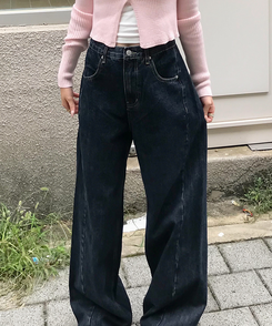 【丈別】ベーシックワイドデニムパンツ DARK DENIM