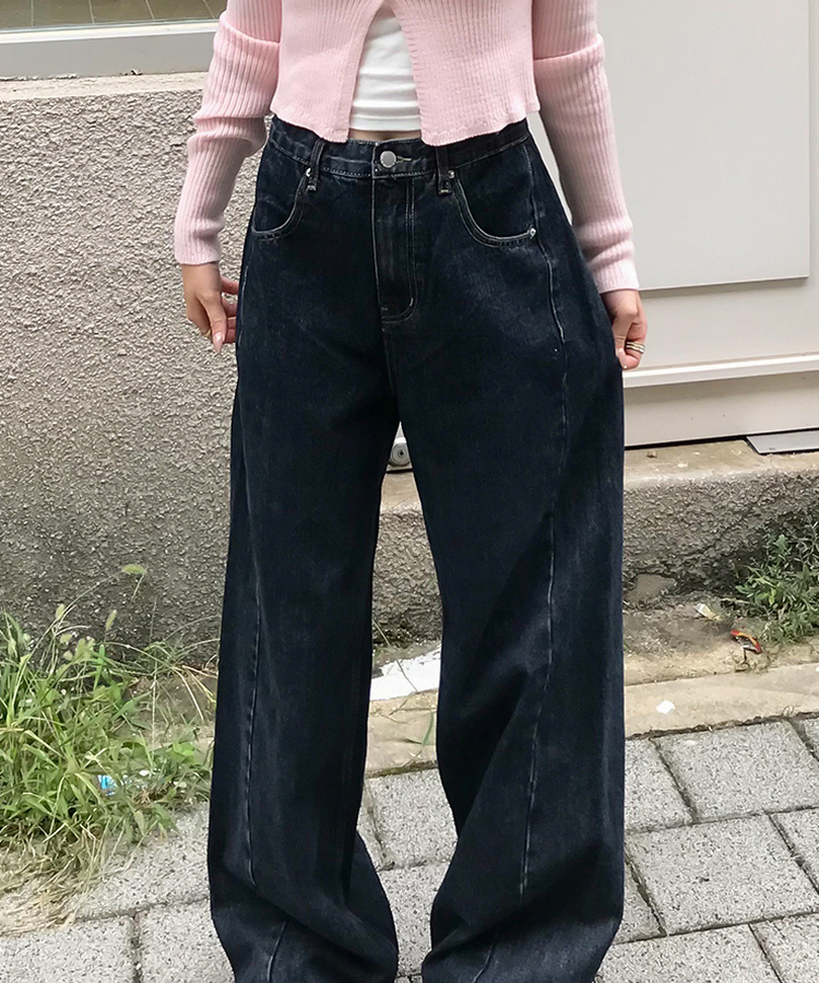 【丈別】ベーシックワイドデニムパンツ DARK DENIM