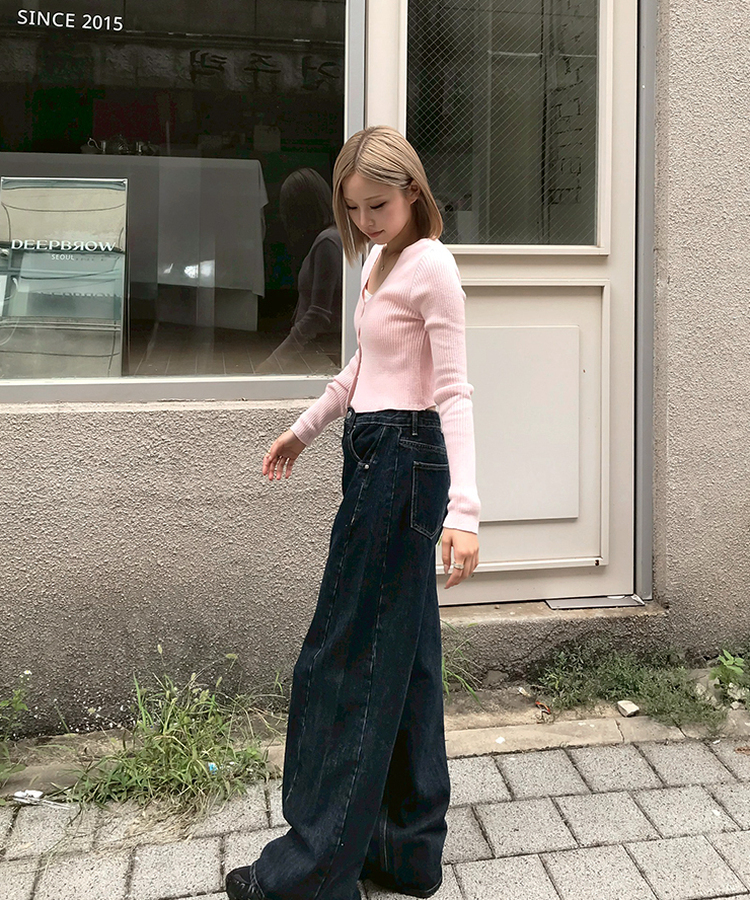 【丈別】ベーシックワイドデニムパンツ DARK DENIM