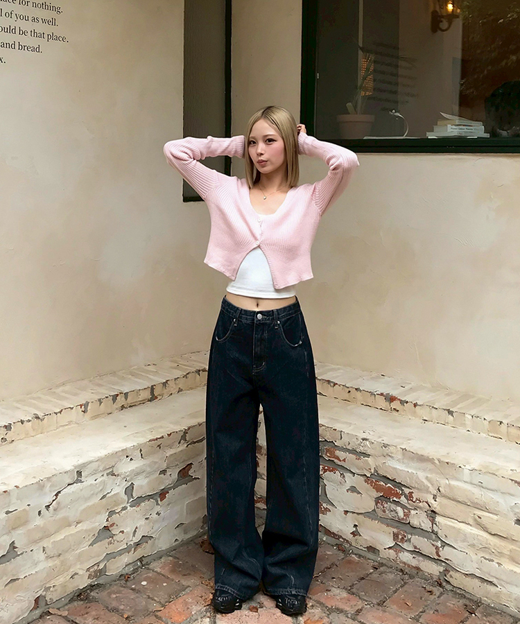 【丈別】ベーシックワイドデニムパンツ DARK DENIM