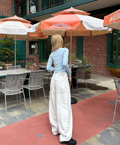 【PREMIUM】刺繍ロングコットンパンツ IVORY