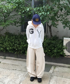 【PREMIUM】刺繍ロングコットンパンツ BEIGE