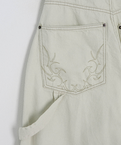 【PREMIUM】刺繍ロングコットンパンツ