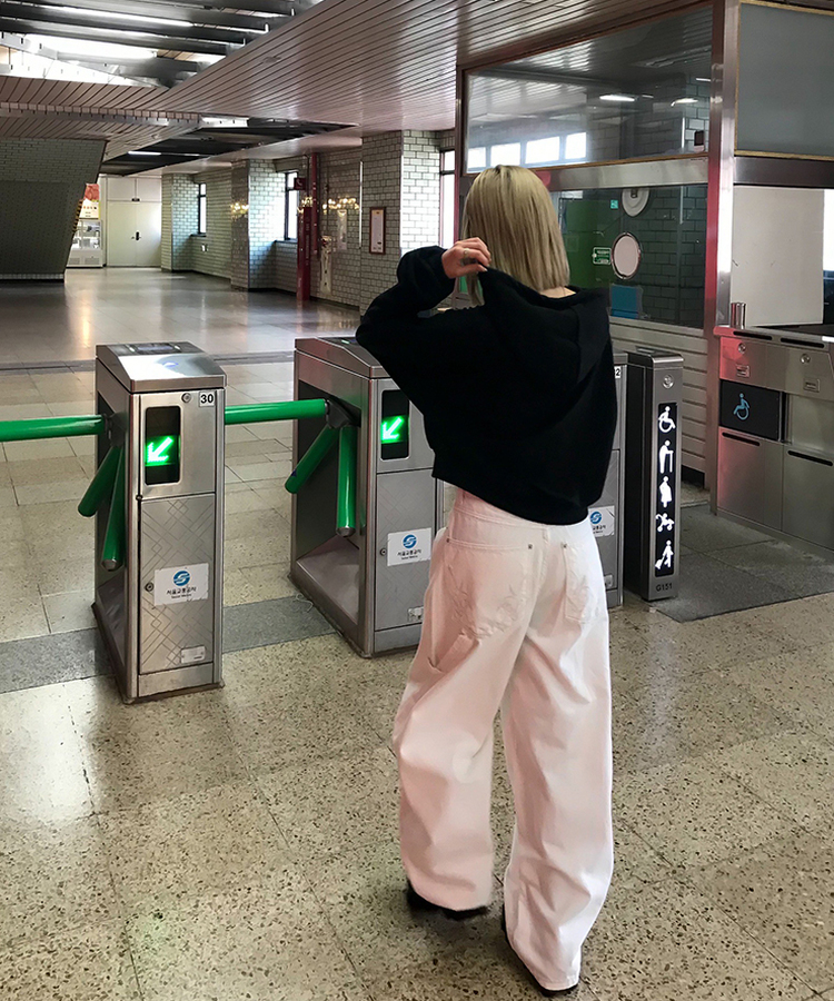 【PREMIUM】刺繍ロングコットンパンツ IVORY