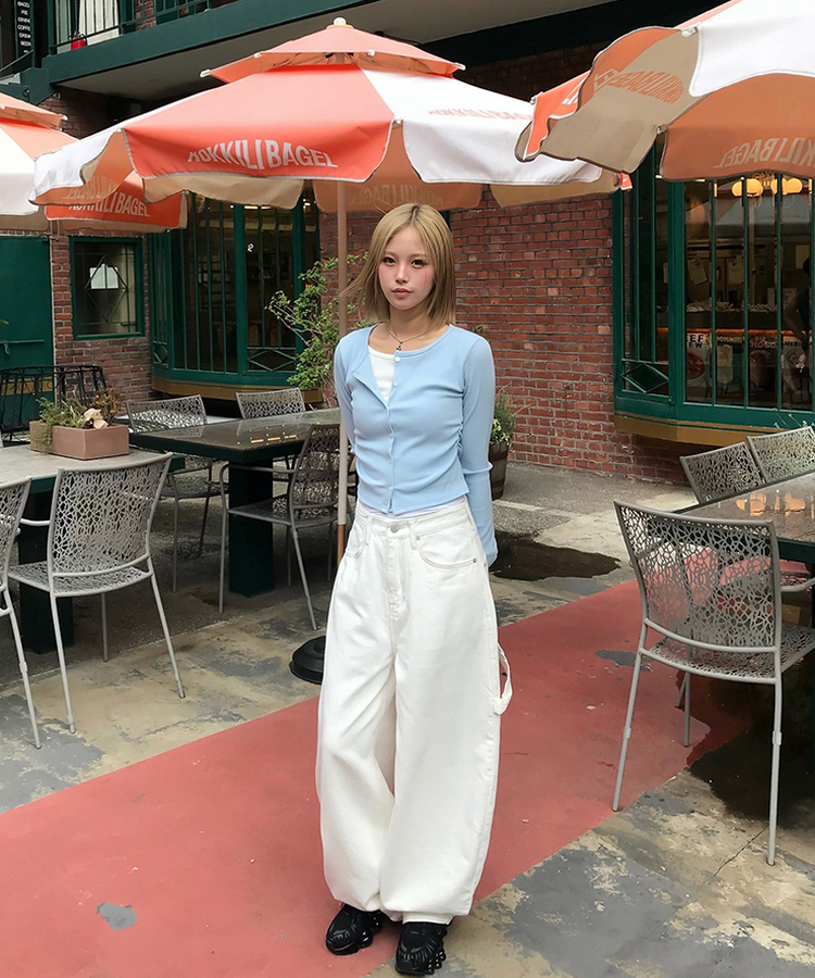 【PREMIUM】刺繍ロングコットンパンツ IVORY