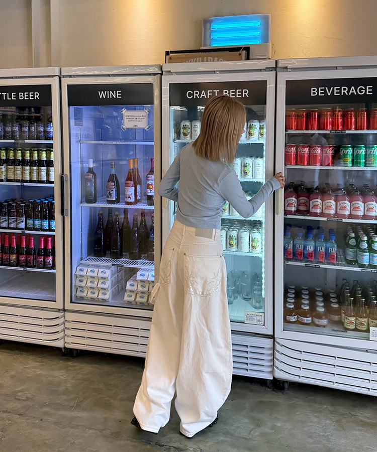 【PREMIUM】刺繍ロングコットンパンツ IVORY